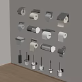 Wall Mounted Bathroom Accessories With Toilet Paper Holders And Brush Holders