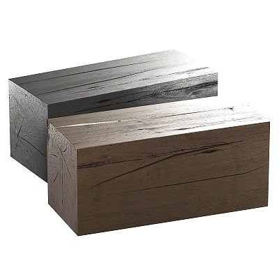 Two Modern Wooden Stools With Dark And Light Wood Tone Designs For Home Decor 3d model