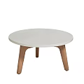 Modern Round Coffee Table With White Tabletop And Wooden Legs 3d model