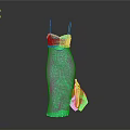 Elegant Green Knitted Sleeveless Long Dress With Brown Leather Handbag