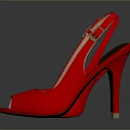Red Open Toe High Heels With Ankle Strap For Women's Footwear