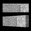 Natural Style Room Divider Design Featuring Pebble Wall And Wooden Log Slice Panels