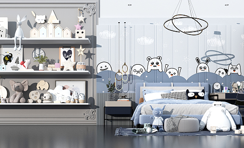 Modern Children's Room Furniture Children's Room Matching 3d model