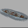 Naval Warship Weapon Sailing on Blue Sea with Large Main Battle Cannons