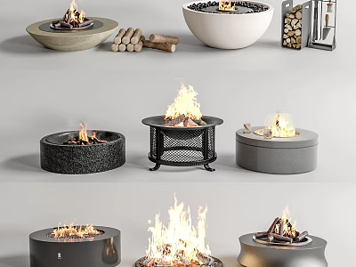 Various Modern Outdoor Fire Pit Designs In Different Styles And Materials 3d model