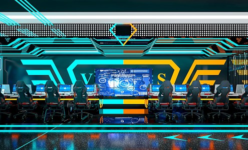 Technology Wind Internet Cafe E-sports Club Internet Cafe E-sports Competitive Area E-sports Hall Cyberpunk E-sports Chair Internet Cafe E-sports Hotel Theme Internet Cafe 3d model