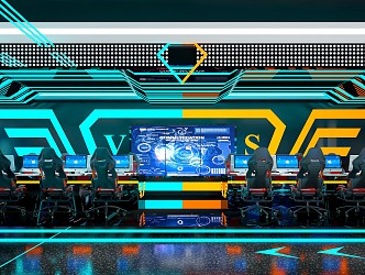 Technology Wind Internet Cafe E-sports Club Internet Cafe E-sports Competitive Area E-sports Hall Cyberpunk E-sports Chair Internet Cafe E-sports Hotel Theme Internet Cafe 3d model