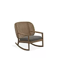 Elegant Wicker Rocking Chair With Sturdy Wooden Frame And Soft Gray Cushion