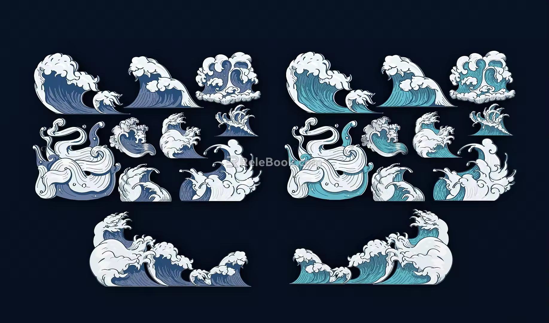 New Chinese wall decoration pattern water pattern 3d model