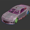 Silver Race Car With Rear Spoiler Front Design And Yellow Rims