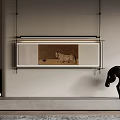 Modern Animal Painting Hanging In Interior Decor With Fireplace Sculpture And Minimalist Design