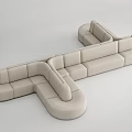 Modern Light Colored Sectional Sofa with Curved Modular Design for Living Room Seating 3d model