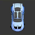 Blue Sports Car With Rear Spoiler Black Stripes Black Wheels And 3D Rendered Sporty Exterior