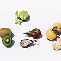 Vibrant Fresh Assorted Fruits With Whole And Sliced Kiwi Dragon Fruit Starfruit Oranges