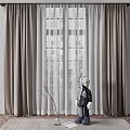 Light Brown Curtains With White Sheer Panels For Modern Window Decor 3d model