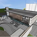 Modern Contemporary Sales Office Architecture With Glass Curtain Walls Water Features And Greenery