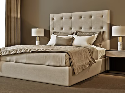 Modern Double Bed Combination 3d model