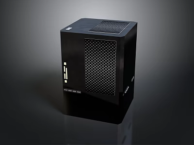 Black Modern PC Tower Case With Mesh Front Panel And Control Buttons 3d model