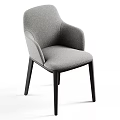 Comfortable Modern Leisure Chair In Gray Fabric With Black Wooden Legs And Armrest