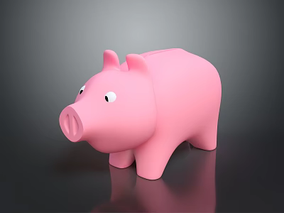 Pink Piggy Bank With Cute Design And Smooth Pink Surface On Dark Background 3d model