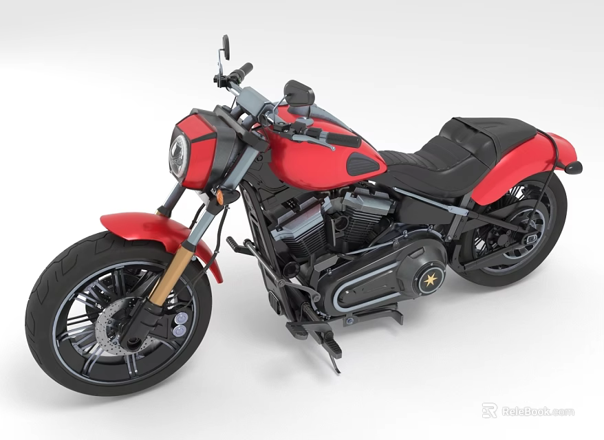 Modern Red and Black Motorcycle With Sleek Seat Black Wheels And Headlight 3d model 