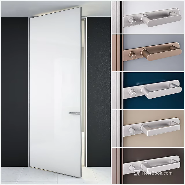 Modern Interior Hinged Door Designs With White Black Colors And Sleek Handle Options 3d model 
