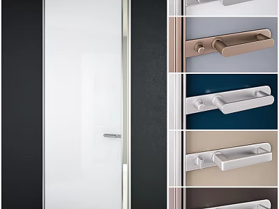 Modern Interior Hinged Door Designs With White Black Colors And Sleek Handle Options 3d model