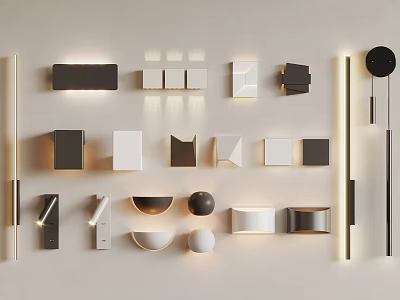 Modern Wall Lights With Various Contemporary Designs And Black White Gray Finishes 3d model