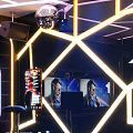 Modern KTV Interior Design With Geometric Lighting LED Screens And Sofa 3d model