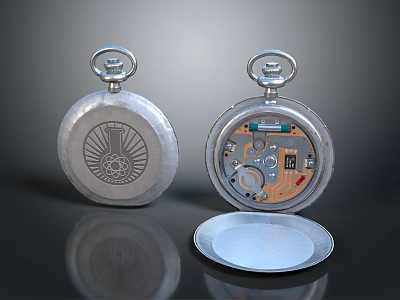 Vintage Mechanical Pocket Watch With Engraved Case And Open Internal Mechanism 3d model
