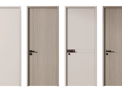 Modern Interior Swing Doors With Different Wood Grain And Smooth Surface Styles 3d model