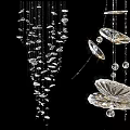 Luxury Crystal Chandelier With Hanging Leaf Shape Design And Sparkling Decorative Elements 3d model