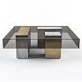 Modern Coffee Table With Transparent Glass Top Sturdy Metal Marble Base And Rectangular Design 3d model
