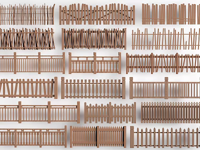 Wooden Railings With Various Designs And Different Styles For Home Garden Outdoor 3d model