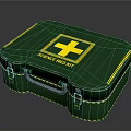 Industrial Science Med Kit Green Container With Yellow Cross Metal Clasps And Handle