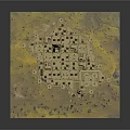 Detailed Ancient Castle Model Featuring Encircling Walls and Tower Structures on Sandy Terrain