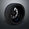 Black Tire with Alloy Wheel and Deep Tread Pattern for Vehicles 3d model