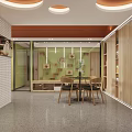 Modern Shopping Mall Retail Store Interior With Wooden Shelves Seating Area And Green Decor Elements