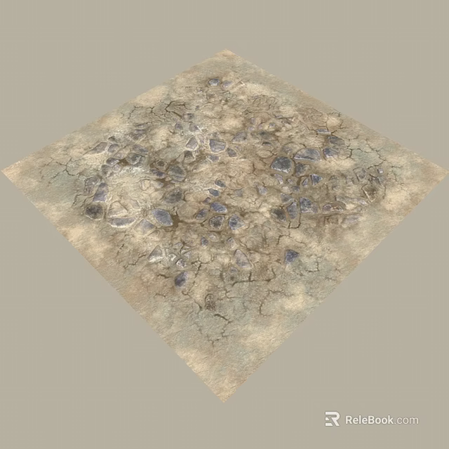 Garden Landscape With Natural Stone Pavement Cracked Surface Texture And Blue Fragments 3d model 