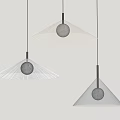 Modern Minimalist Pendant Lights In White Brown Silver With Pleated Shades Illuminated Against Grey Wall