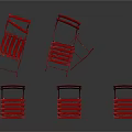 Red Folding Patio Chairs With Metal Frame Striped Seats Outdoor Furniture