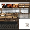 Warm Mall Bakery Shop With Fresh Breads Pastries Glass Display Cases And Wooden Counters