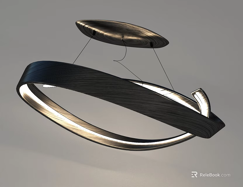 Modern Abstract Pendant Light With Curved Metal Design And Illumination Fixture 3d model 