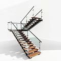 Modern Staircase Design With Glass Railing Wooden Steps And Metal Frame