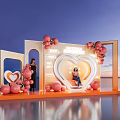 2024 Valentine's Day Photo Spot With Heart Shaped Frame Pink Balloons Sunset Sky