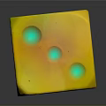 Decorative Yellow Glowing Dice With Green Dots As Home Living Accessory