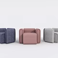 Modern Three Navy Blue Pink Light Gray Single Sofas In Minimalist Light Setting