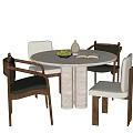 Dining table and chair combination round dining table dining chair 3d model