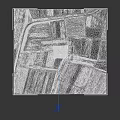 Aerial View of Rural Agricultural Landscape With Neat Farm Fields Crop Rows and Small Building