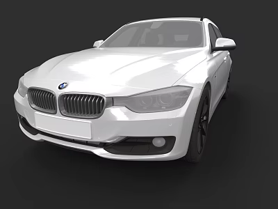 White BMW Sedan Front View With Chrome Grille And Headlights 3d model